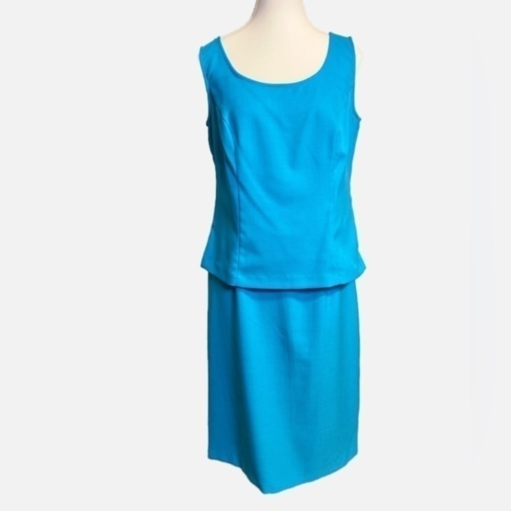 K Studio Collection Vintage 3 Piece Blue tank top w/ skirt and vibrant sheer top - Picture 6 of 17